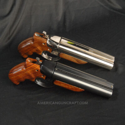 AMERICAN GUN CRAFT: Diablo 12 Gauge Pistols, Collectors Set, Nickel and Blued Finish with Rosewood Finish Grips, 6 inch barrel.