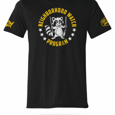 TRISTAR TRADING CO: LEGALLY ARMED AMERICA Trash Panda T-Shirt - BLACK